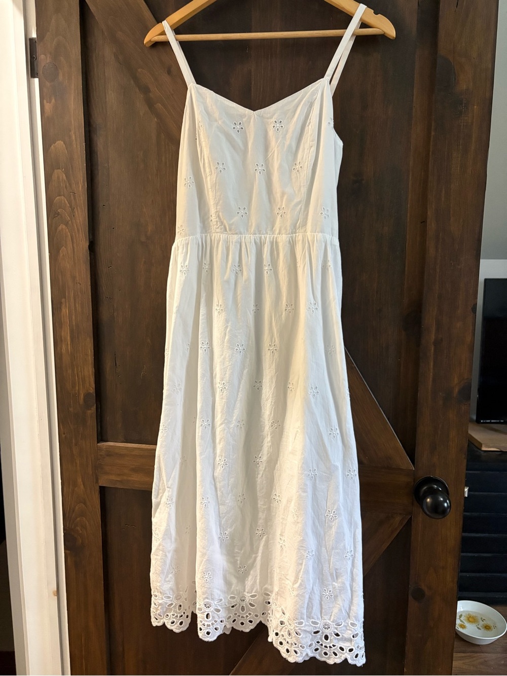 Old Navy White Eyelet Midi Sundress with Spaghetti Straps